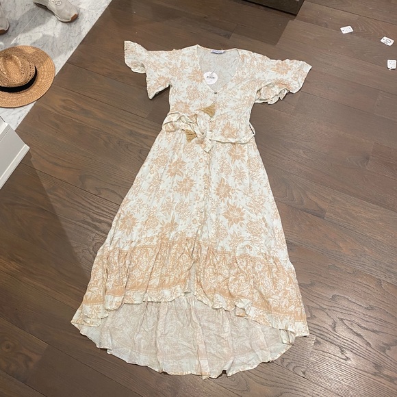 Petal & Pup Dresses & Skirts - Petal & Pup Cream and Tan Floral Maxi Dress